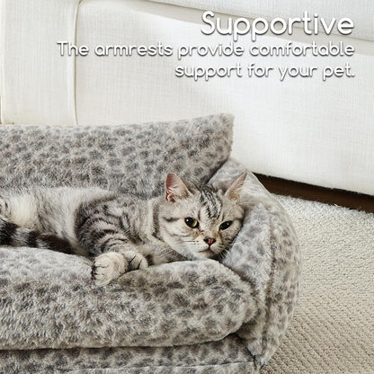 Cat Bed Small Dog Orthopedic Couch Beds for Pets up to 13 lbs | Fluffy Multifunctional Double-Layer Warming Kitten Pet Couch Orthopedic Beds with Machine Washable Cover and Non-Slip Bottom