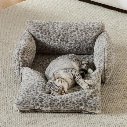 Cat Bed Small Dog Orthopedic Couch Beds for Pets up to 13 lbs | Fluffy Multifunctional Double-Layer Warming Kitten Pet Couch Orthopedic Beds with Machine Washable Cover and Non-Slip Bottom