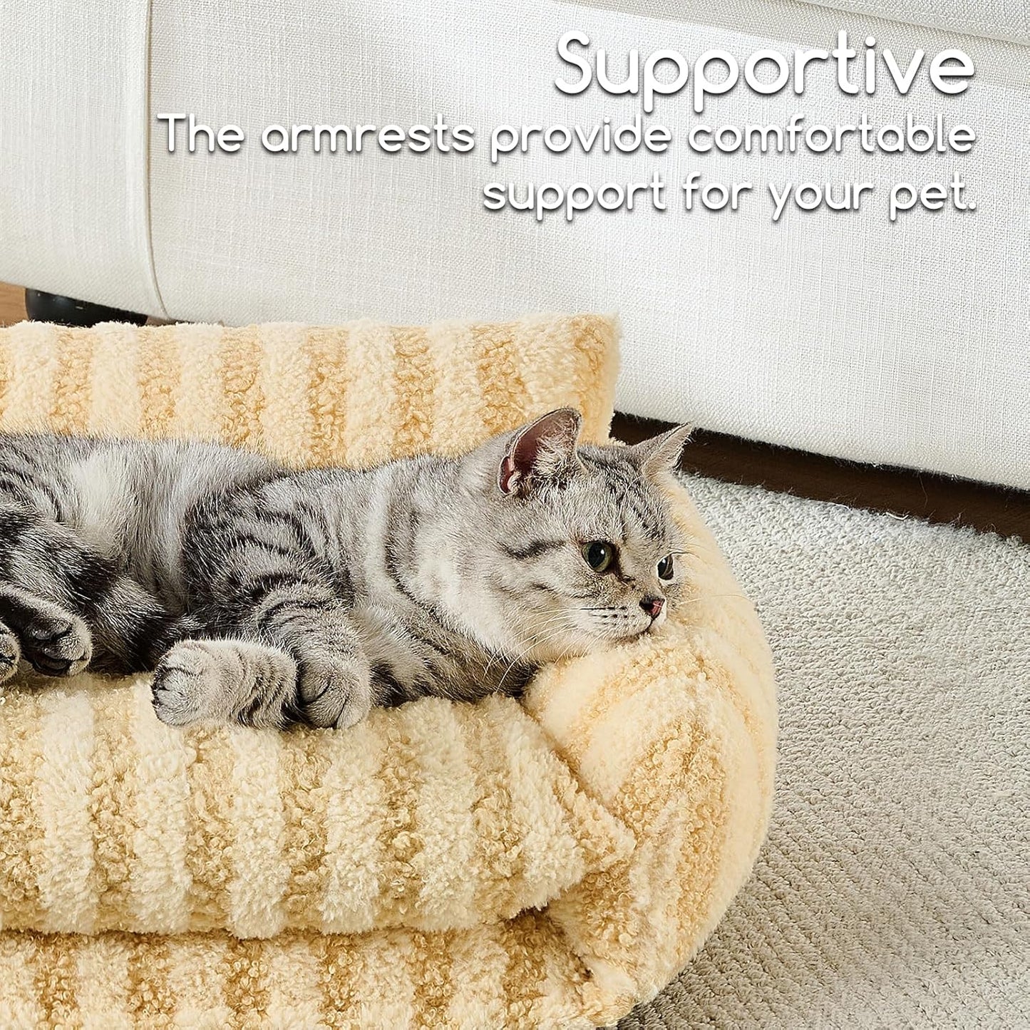 Cat Bed Small Dog Orthopedic Couch Beds for Pets up to 13 lbs | Fluffy Multifunctional Double-Layer Warming Kitten Pet Couch Orthopedic Beds with Machine Washable Cover and Non-Slip Bottom