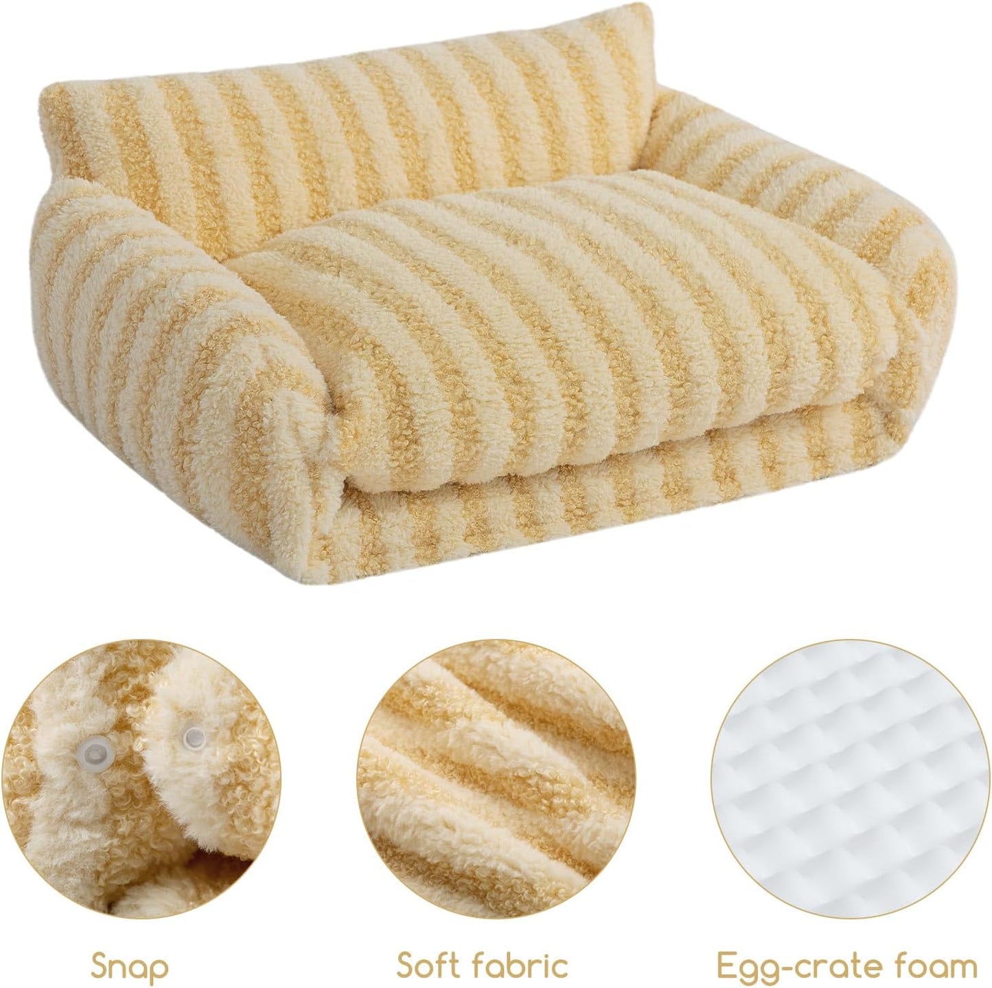 Cat Bed Small Dog Orthopedic Couch Beds for Pets up to 13 lbs | Fluffy Multifunctional Double-Layer Warming Kitten Pet Couch Orthopedic Beds with Machine Washable Cover and Non-Slip Bottom