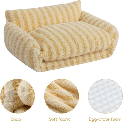 Cat Bed Small Dog Orthopedic Couch Beds for Pets up to 13 lbs | Fluffy Multifunctional Double-Layer Warming Kitten Pet Couch Orthopedic Beds with Machine Washable Cover and Non-Slip Bottom