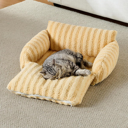 Cat Bed Small Dog Orthopedic Couch Beds for Pets up to 13 lbs | Fluffy Multifunctional Double-Layer Warming Kitten Pet Couch Orthopedic Beds with Machine Washable Cover and Non-Slip Bottom