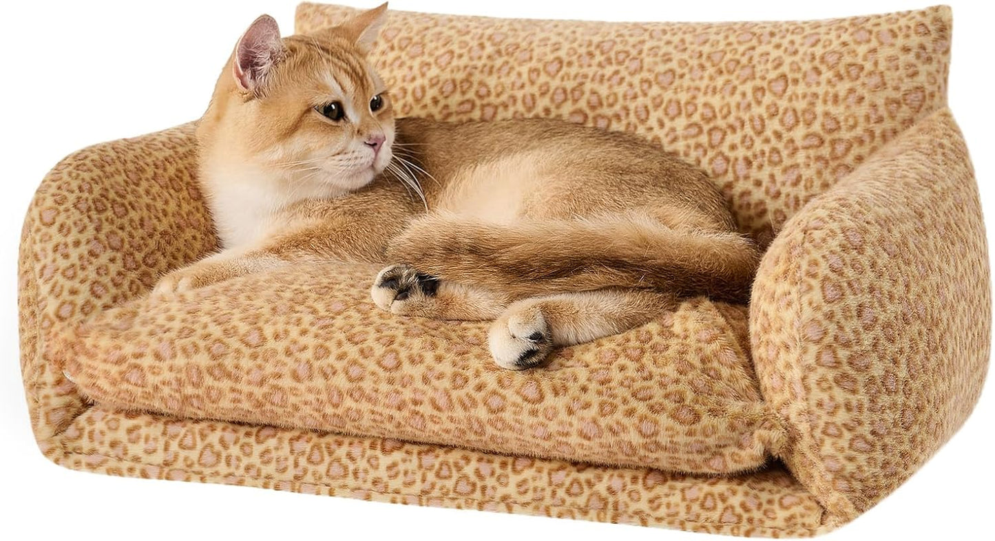 Cat Bed Small Dog Orthopedic Couch Beds for Pets up to 13 lbs | Fluffy Multifunctional Double-Layer Warming Kitten Pet Couch Orthopedic Beds with Machine Washable Cover and Non-Slip Bottom