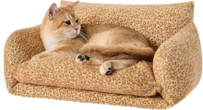 Cat Bed Small Dog Orthopedic Couch Beds for Pets up to 13 lbs | Fluffy Multifunctional Double-Layer Warming Kitten Pet Couch Orthopedic Beds with Machine Washable Cover and Non-Slip Bottom