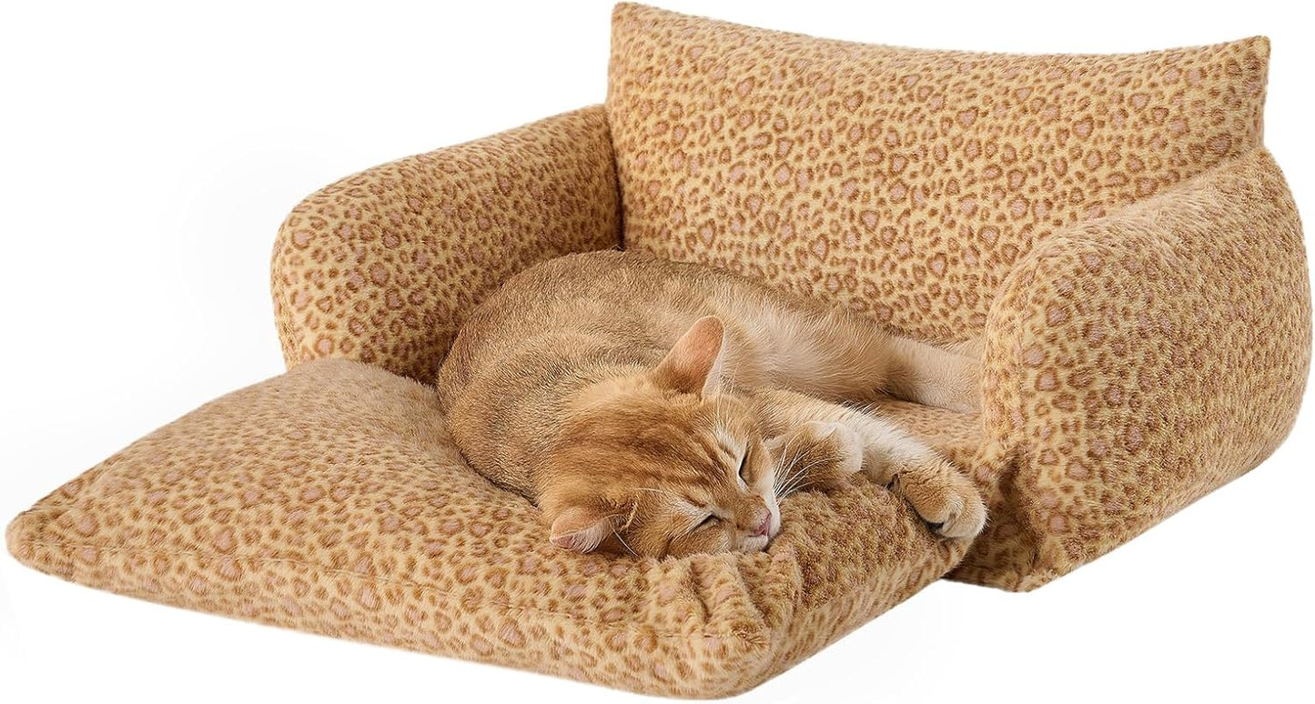 Cat Bed Small Dog Orthopedic Couch Beds for Pets up to 13 lbs | Fluffy Multifunctional Double-Layer Warming Kitten Pet Couch Orthopedic Beds with Machine Washable Cover and Non-Slip Bottom