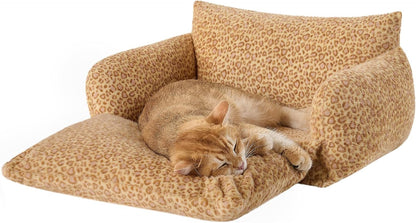 Cat Bed Small Dog Orthopedic Couch Beds for Pets up to 13 lbs | Fluffy Multifunctional Double-Layer Warming Kitten Pet Couch Orthopedic Beds with Machine Washable Cover and Non-Slip Bottom