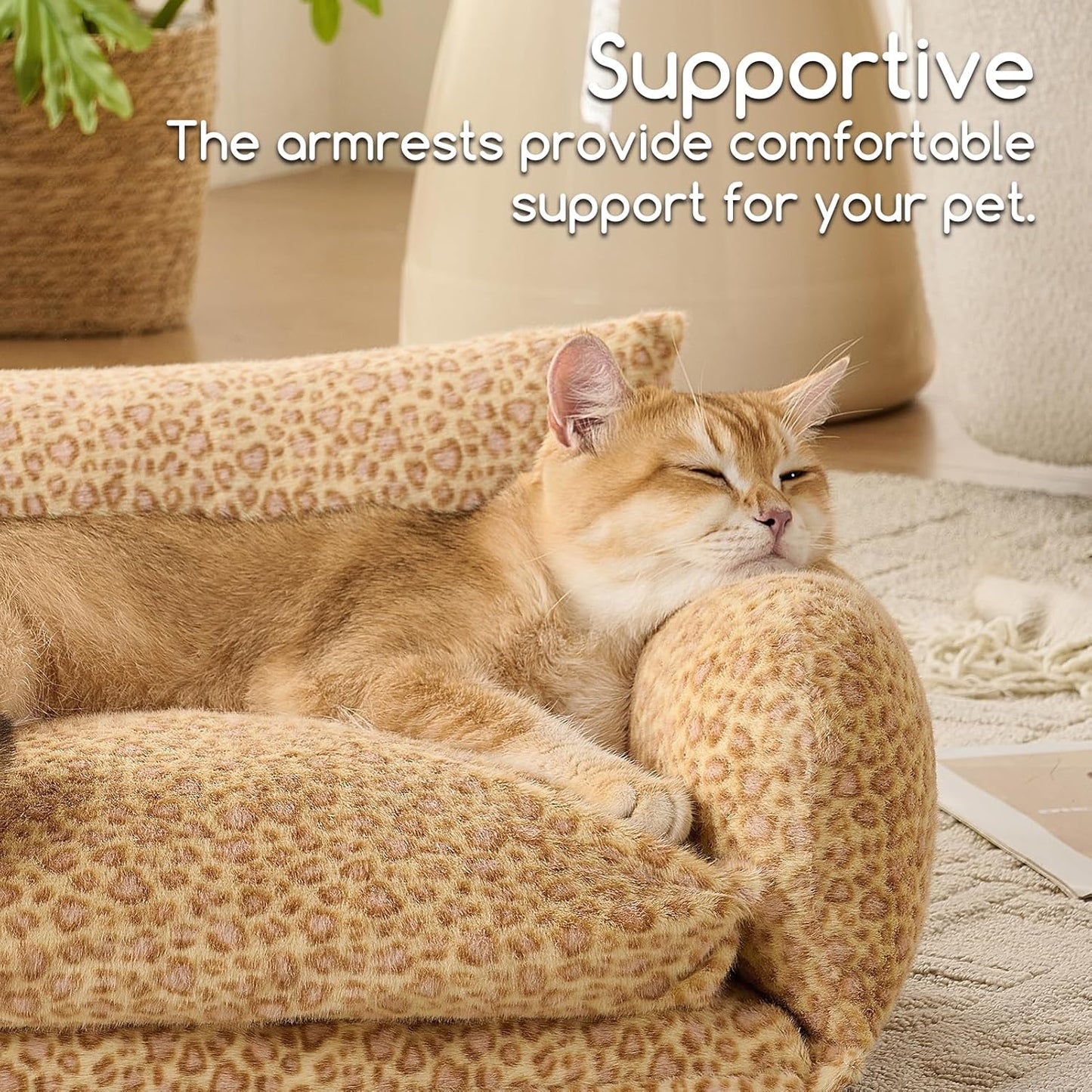 Cat Bed Small Dog Orthopedic Couch Beds for Pets up to 13 lbs | Fluffy Multifunctional Double-Layer Warming Kitten Pet Couch Orthopedic Beds with Machine Washable Cover and Non-Slip Bottom