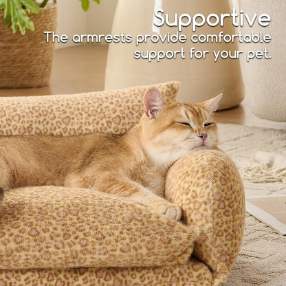 Cat Bed Small Dog Orthopedic Couch Beds for Pets up to 13 lbs | Fluffy Multifunctional Double-Layer Warming Kitten Pet Couch Orthopedic Beds with Machine Washable Cover and Non-Slip Bottom