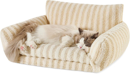 Cat Bed Small Dog Orthopedic Couch Beds for Pets up to 13 lbs | Fluffy Multifunctional Double-Layer Warming Kitten Pet Couch Orthopedic Beds with Machine Washable Cover and Non-Slip Bottom