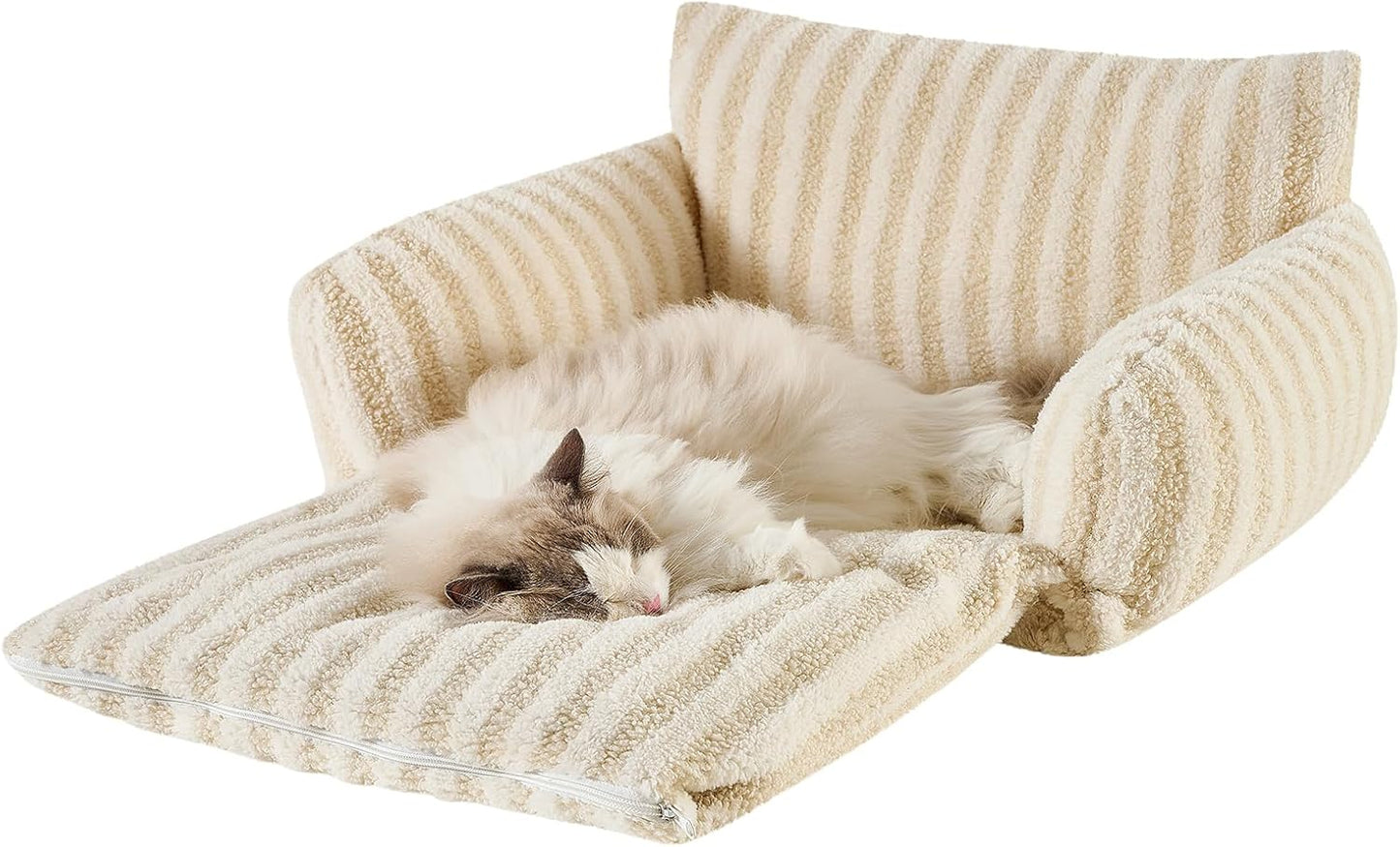 Cat Bed Small Dog Orthopedic Couch Beds for Pets up to 13 lbs | Fluffy Multifunctional Double-Layer Warming Kitten Pet Couch Orthopedic Beds with Machine Washable Cover and Non-Slip Bottom