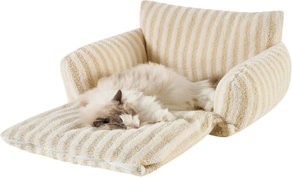 Cat Bed Small Dog Orthopedic Couch Beds for Pets up to 13 lbs | Fluffy Multifunctional Double-Layer Warming Kitten Pet Couch Orthopedic Beds with Machine Washable Cover and Non-Slip Bottom