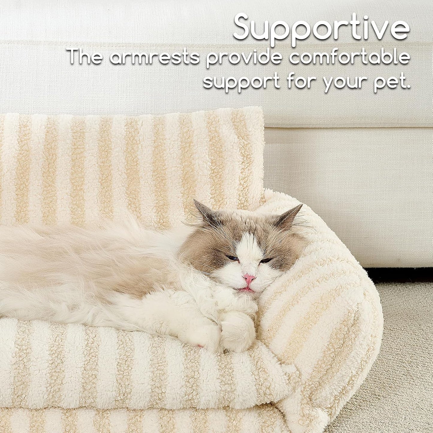 Cat Bed Small Dog Orthopedic Couch Beds for Pets up to 13 lbs | Fluffy Multifunctional Double-Layer Warming Kitten Pet Couch Orthopedic Beds with Machine Washable Cover and Non-Slip Bottom