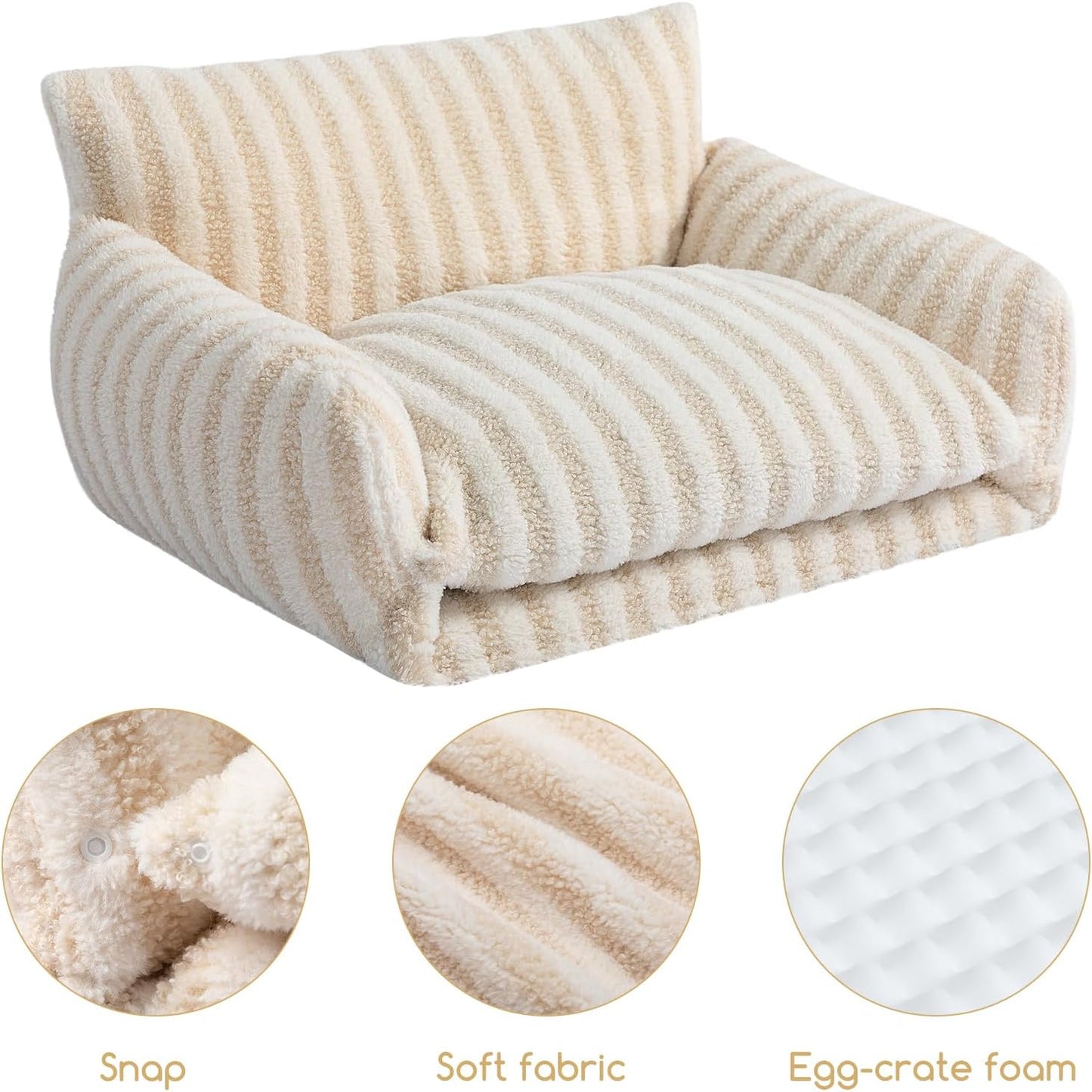 Cat Bed Small Dog Orthopedic Couch Beds for Pets up to 13 lbs | Fluffy Multifunctional Double-Layer Warming Kitten Pet Couch Orthopedic Beds with Machine Washable Cover and Non-Slip Bottom