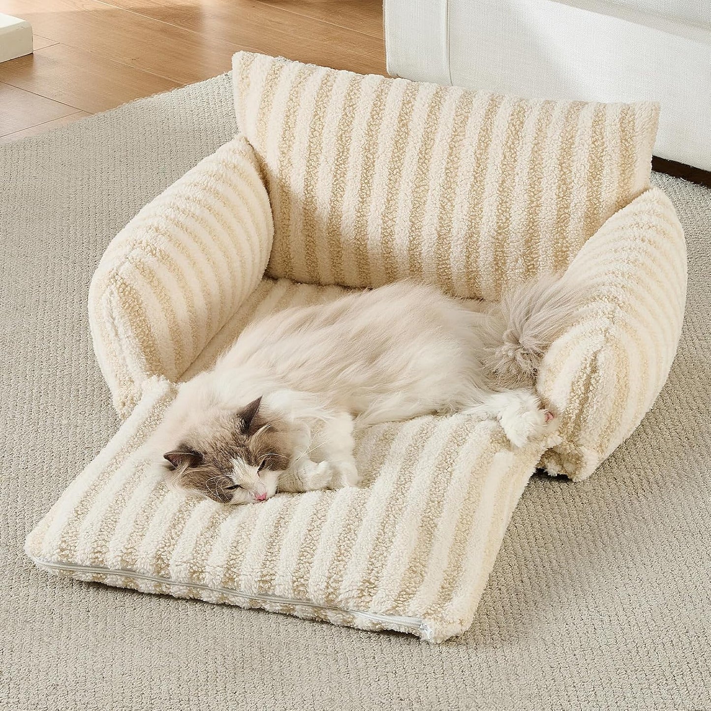 Cat Bed Small Dog Orthopedic Couch Beds for Pets up to 13 lbs | Fluffy Multifunctional Double-Layer Warming Kitten Pet Couch Orthopedic Beds with Machine Washable Cover and Non-Slip Bottom