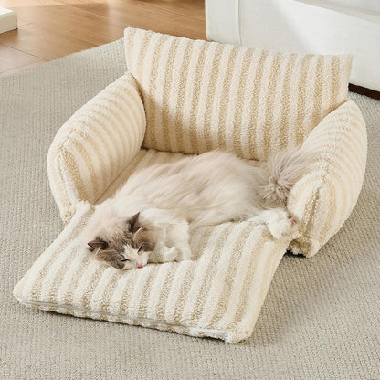 Cat Bed Small Dog Orthopedic Couch Beds for Pets up to 13 lbs | Fluffy Multifunctional Double-Layer Warming Kitten Pet Couch Orthopedic Beds with Machine Washable Cover and Non-Slip Bottom