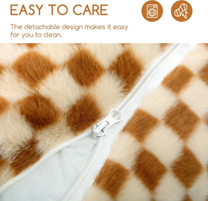 Cat Bed Small Dog Orthopedic Couch Beds for Pets up to 13 lbs | Fluffy Multifunctional Double-Layer Warming Kitten Pet Couch Orthopedic Beds with Machine Washable Cover and Non-Slip Bottom