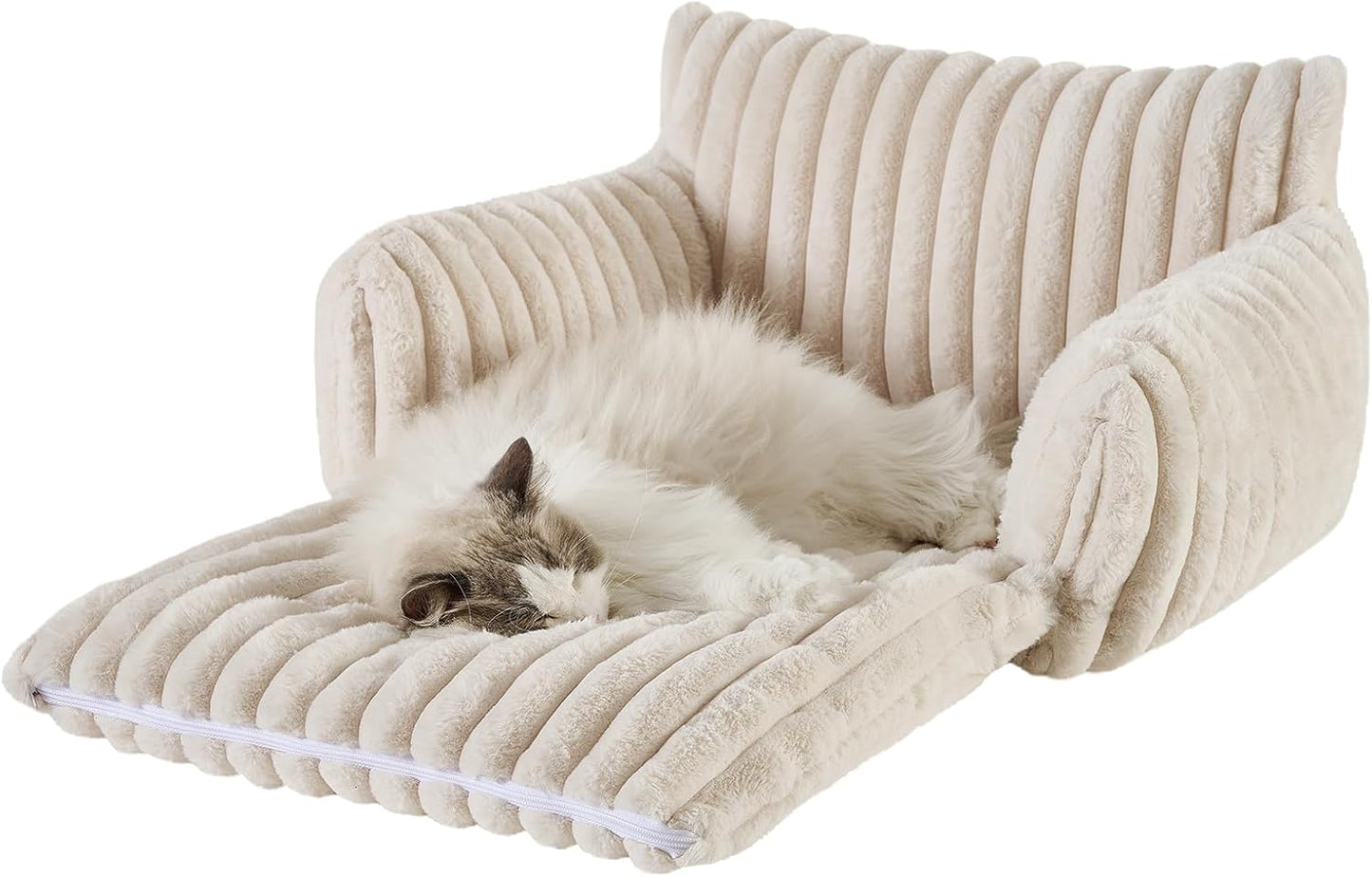 Cat Bed Small Dog Orthopedic Couch Beds for Pets up to 13 lbs | Fluffy Multifunctional Double-Layer Warming Kitten Pet Couch Orthopedic Beds with Machine Washable Cover and Non-Slip Bottom