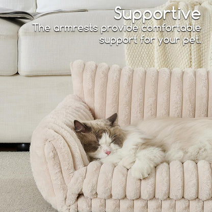 Cat Bed Small Dog Orthopedic Couch Beds for Pets up to 13 lbs | Fluffy Multifunctional Double-Layer Warming Kitten Pet Couch Orthopedic Beds with Machine Washable Cover and Non-Slip Bottom