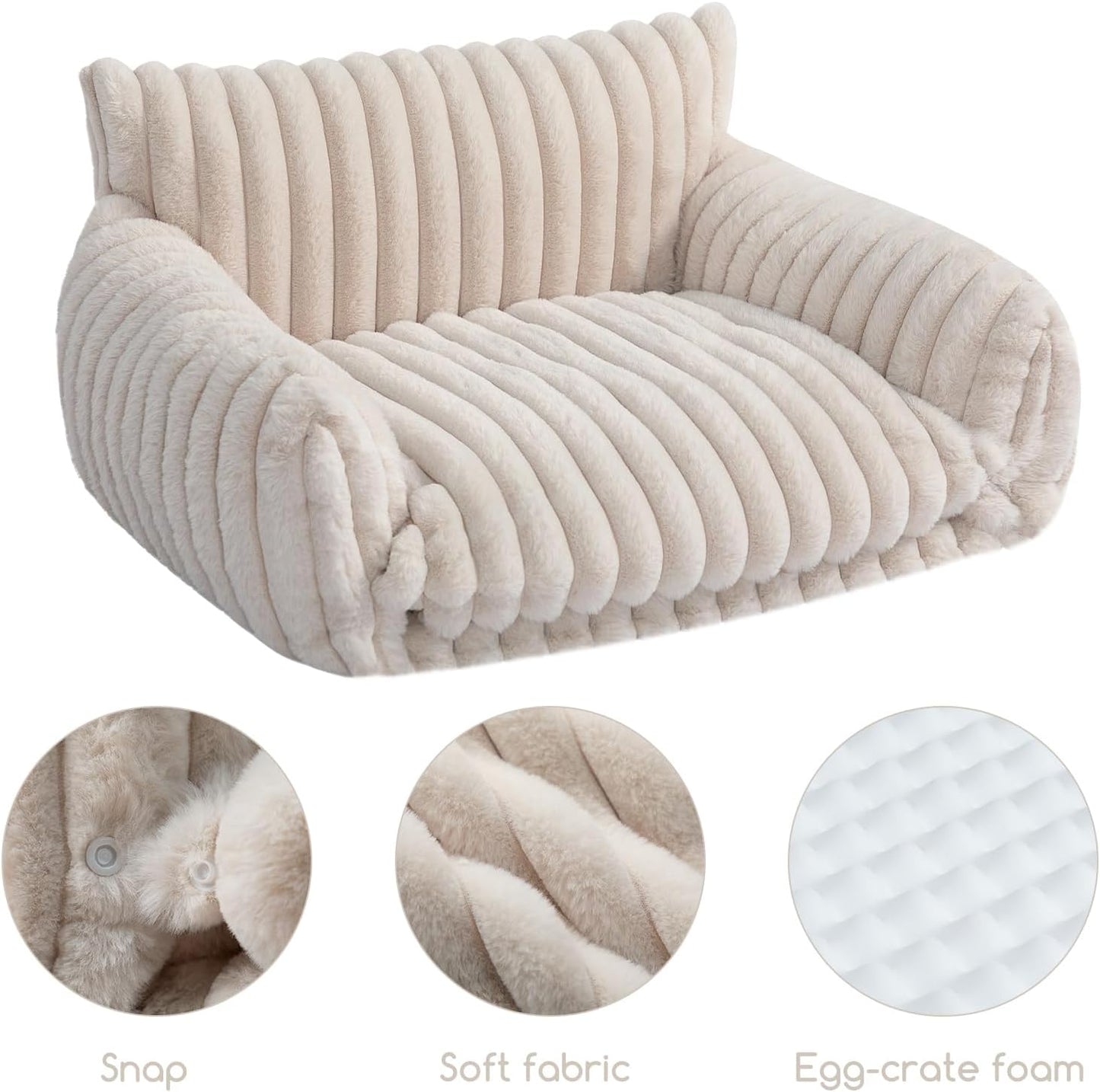 Cat Bed Small Dog Orthopedic Couch Beds for Pets up to 13 lbs | Fluffy Multifunctional Double-Layer Warming Kitten Pet Couch Orthopedic Beds with Machine Washable Cover and Non-Slip Bottom
