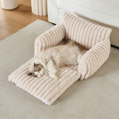 Cat Bed Small Dog Orthopedic Couch Beds for Pets up to 13 lbs | Fluffy Multifunctional Double-Layer Warming Kitten Pet Couch Orthopedic Beds with Machine Washable Cover and Non-Slip Bottom