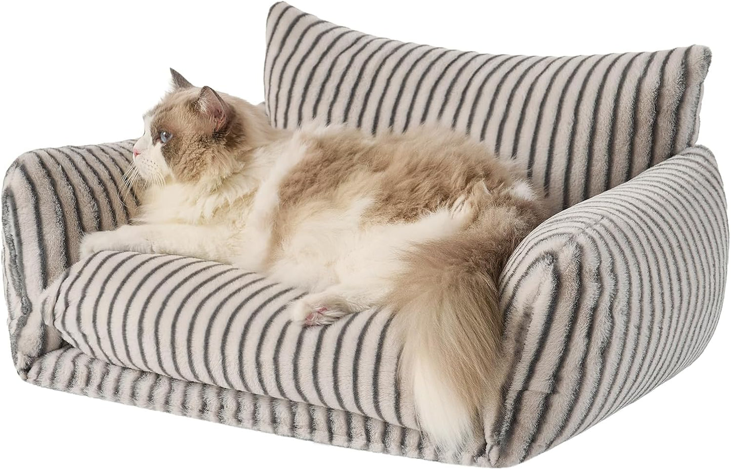 Cat Bed Small Dog Orthopedic Couch Beds for Pets up to 13 lbs | Fluffy Multifunctional Double-Layer Warming Kitten Pet Couch Orthopedic Beds with Machine Washable Cover and Non-Slip Bottom