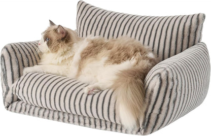 Cat Bed Small Dog Orthopedic Couch Beds for Pets up to 13 lbs | Fluffy Multifunctional Double-Layer Warming Kitten Pet Couch Orthopedic Beds with Machine Washable Cover and Non-Slip Bottom