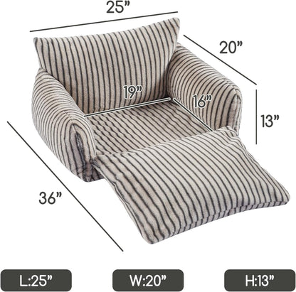 Cat Bed Small Dog Orthopedic Couch Beds for Pets up to 13 lbs | Fluffy Multifunctional Double-Layer Warming Kitten Pet Couch Orthopedic Beds with Machine Washable Cover and Non-Slip Bottom