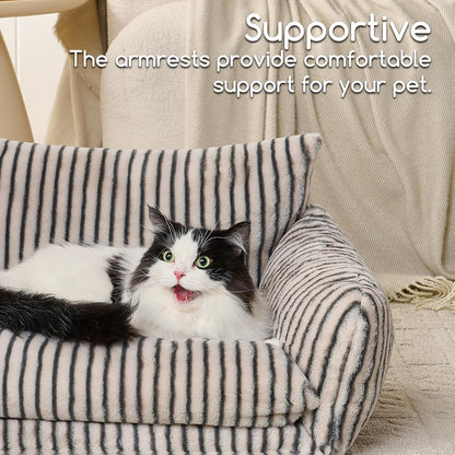 Cat Bed Small Dog Orthopedic Couch Beds for Pets up to 13 lbs | Fluffy Multifunctional Double-Layer Warming Kitten Pet Couch Orthopedic Beds with Machine Washable Cover and Non-Slip Bottom