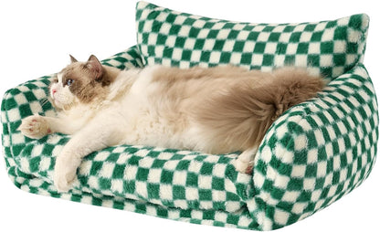 Cat Bed Small Dog Orthopedic Couch Beds for Pets up to 13 lbs | Fluffy Multifunctional Double-Layer Warming Kitten Pet Couch Orthopedic Beds with Machine Washable Cover and Non-Slip Bottom