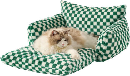 Cat Bed Small Dog Orthopedic Couch Beds for Pets up to 13 lbs | Fluffy Multifunctional Double-Layer Warming Kitten Pet Couch Orthopedic Beds with Machine Washable Cover and Non-Slip Bottom