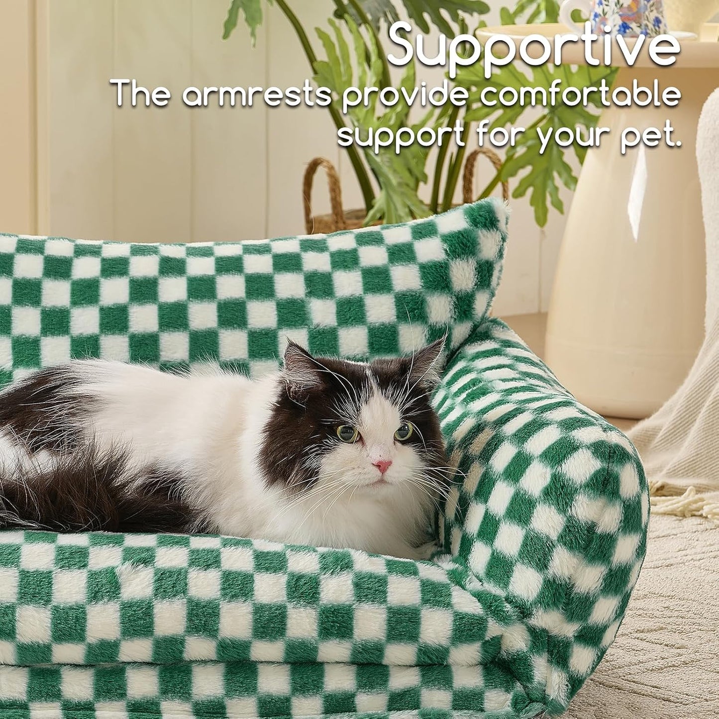 Cat Bed Small Dog Orthopedic Couch Beds for Pets up to 13 lbs | Fluffy Multifunctional Double-Layer Warming Kitten Pet Couch Orthopedic Beds with Machine Washable Cover and Non-Slip Bottom