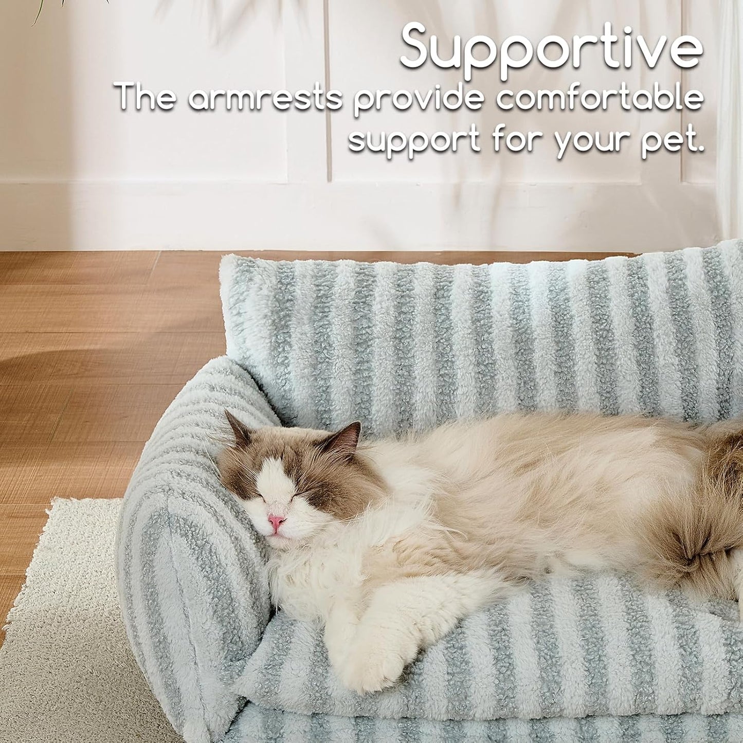 Cat Bed Small Dog Orthopedic Couch Beds for Pets up to 13 lbs | Fluffy Multifunctional Double-Layer Warming Kitten Pet Couch Orthopedic Beds with Machine Washable Cover and Non-Slip Bottom