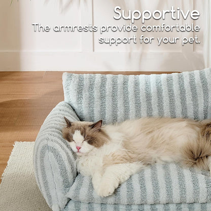 Cat Bed Small Dog Orthopedic Couch Beds for Pets up to 13 lbs | Fluffy Multifunctional Double-Layer Warming Kitten Pet Couch Orthopedic Beds with Machine Washable Cover and Non-Slip Bottom