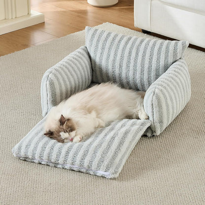 Cat Bed Small Dog Orthopedic Couch Beds for Pets up to 13 lbs | Fluffy Multifunctional Double-Layer Warming Kitten Pet Couch Orthopedic Beds with Machine Washable Cover and Non-Slip Bottom