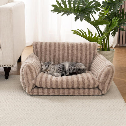 Cat Bed Small Dog Orthopedic Couch Beds for Pets up to 13 lbs | Fluffy Multifunctional Double-Layer Warming Kitten Pet Couch Orthopedic Beds with Machine Washable Cover and Non-Slip Bottom