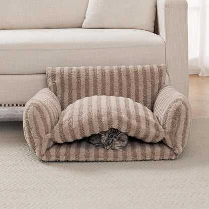 Cat Bed Small Dog Orthopedic Couch Beds for Pets up to 13 lbs | Fluffy Multifunctional Double-Layer Warming Kitten Pet Couch Orthopedic Beds with Machine Washable Cover and Non-Slip Bottom