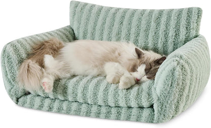 Cat Bed Small Dog Orthopedic Couch Beds for Pets up to 13 lbs | Fluffy Multifunctional Double-Layer Warming Kitten Pet Couch Orthopedic Beds with Machine Washable Cover and Non-Slip Bottom