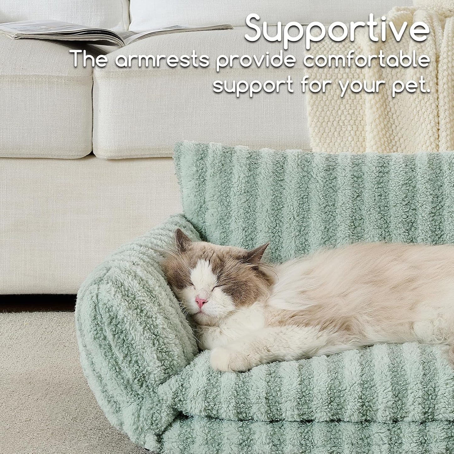 Cat Bed Small Dog Orthopedic Couch Beds for Pets up to 13 lbs | Fluffy Multifunctional Double-Layer Warming Kitten Pet Couch Orthopedic Beds with Machine Washable Cover and Non-Slip Bottom