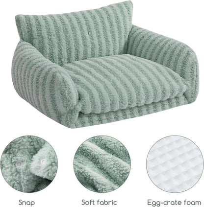 Cat Bed Small Dog Orthopedic Couch Beds for Pets up to 13 lbs | Fluffy Multifunctional Double-Layer Warming Kitten Pet Couch Orthopedic Beds with Machine Washable Cover and Non-Slip Bottom