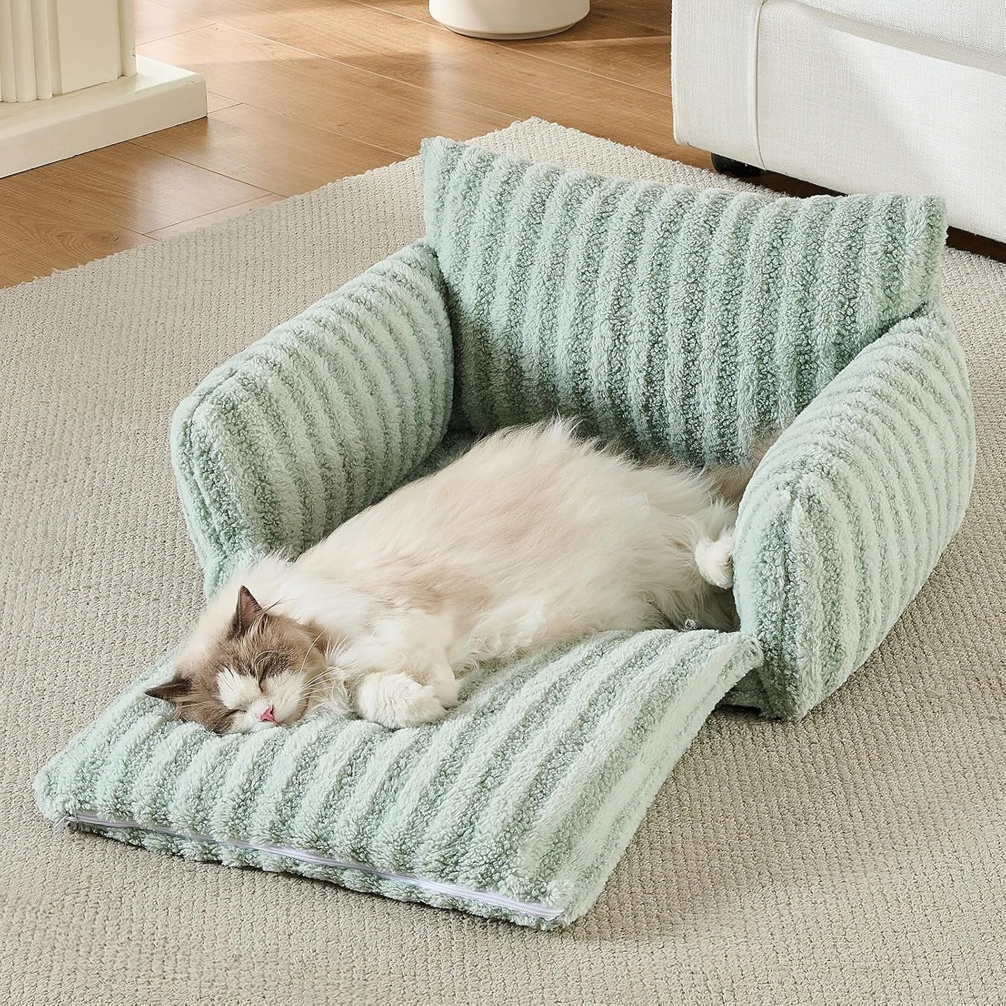 Cat Bed Small Dog Orthopedic Couch Beds for Pets up to 13 lbs | Fluffy Multifunctional Double-Layer Warming Kitten Pet Couch Orthopedic Beds with Machine Washable Cover and Non-Slip Bottom