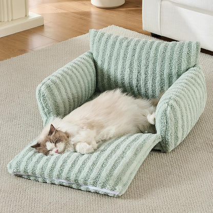 Cat Bed Small Dog Orthopedic Couch Beds for Pets up to 13 lbs | Fluffy Multifunctional Double-Layer Warming Kitten Pet Couch Orthopedic Beds with Machine Washable Cover and Non-Slip Bottom