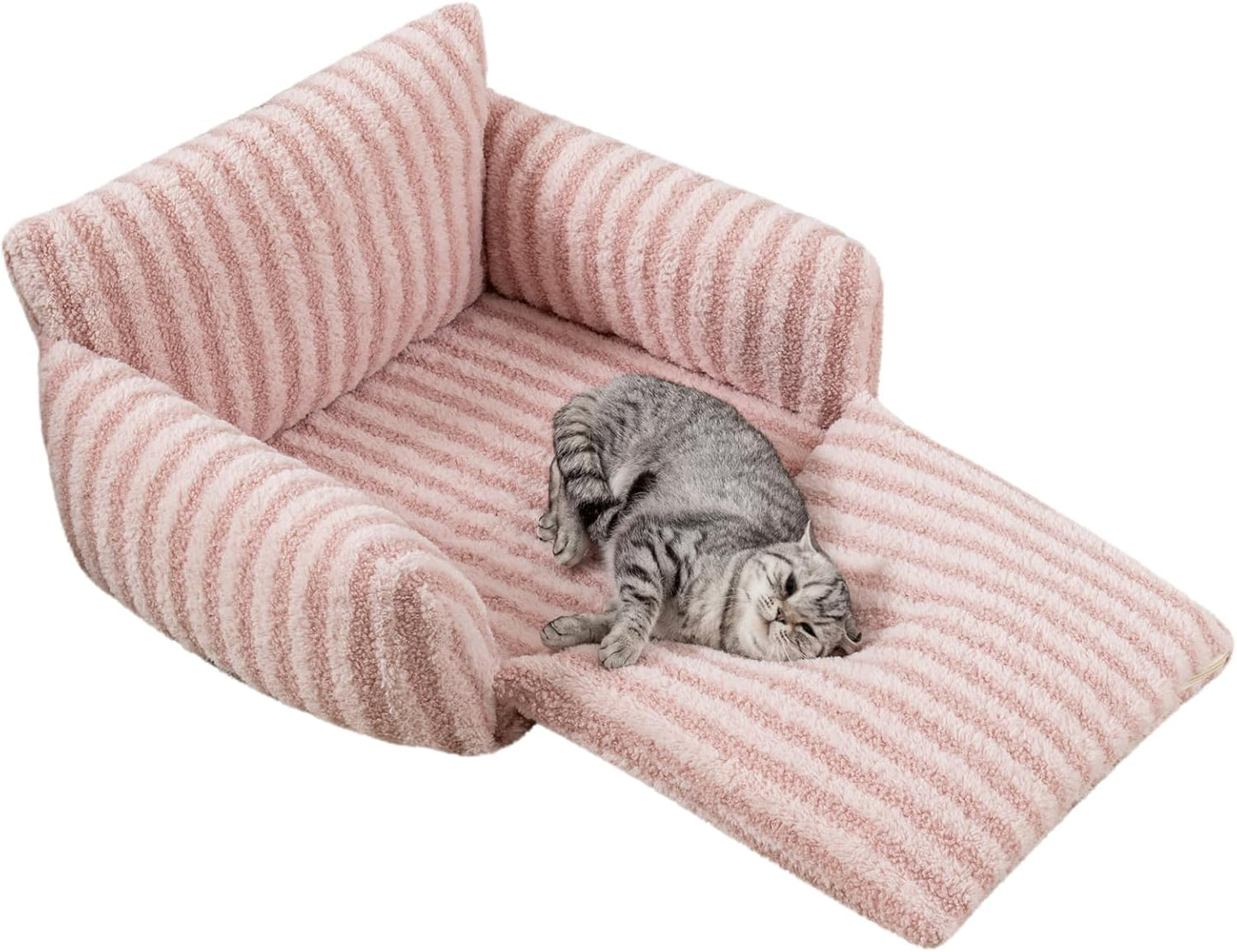 Cat Bed Small Dog Orthopedic Couch Beds for Pets up to 13 lbs | Fluffy Multifunctional Double-Layer Warming Kitten Pet Couch Orthopedic Beds with Machine Washable Cover and Non-Slip Bottom