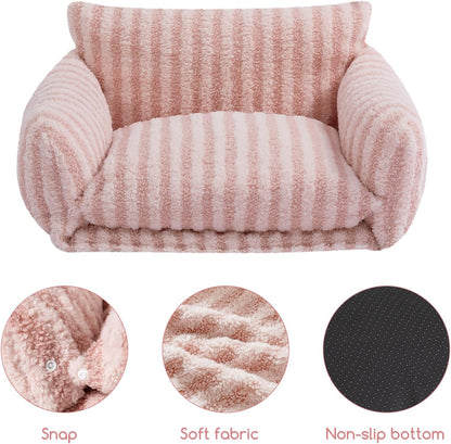 Cat Bed Small Dog Orthopedic Couch Beds for Pets up to 13 lbs | Fluffy Multifunctional Double-Layer Warming Kitten Pet Couch Orthopedic Beds with Machine Washable Cover and Non-Slip Bottom