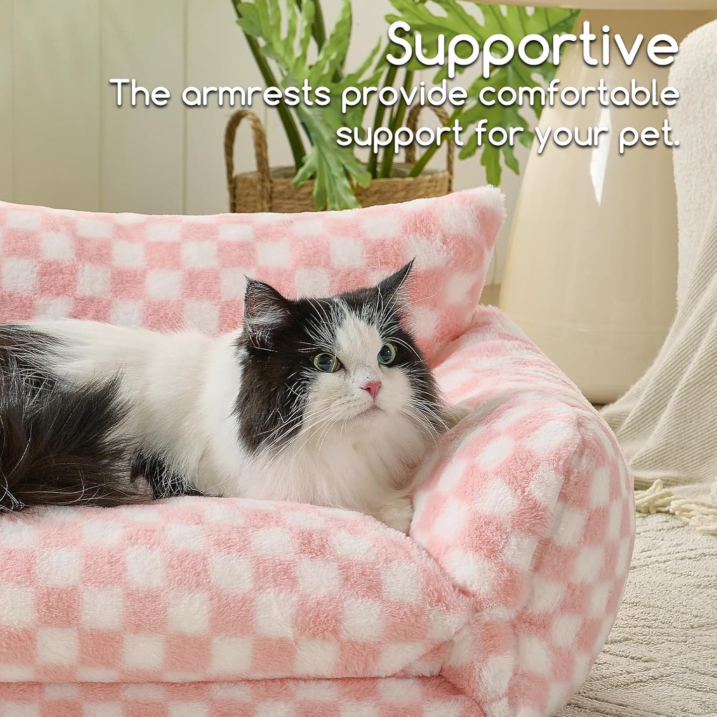 Cat Bed Small Dog Orthopedic Couch Beds for Pets up to 13 lbs | Fluffy Multifunctional Double-Layer Warming Kitten Pet Couch Orthopedic Beds with Machine Washable Cover and Non-Slip Bottom