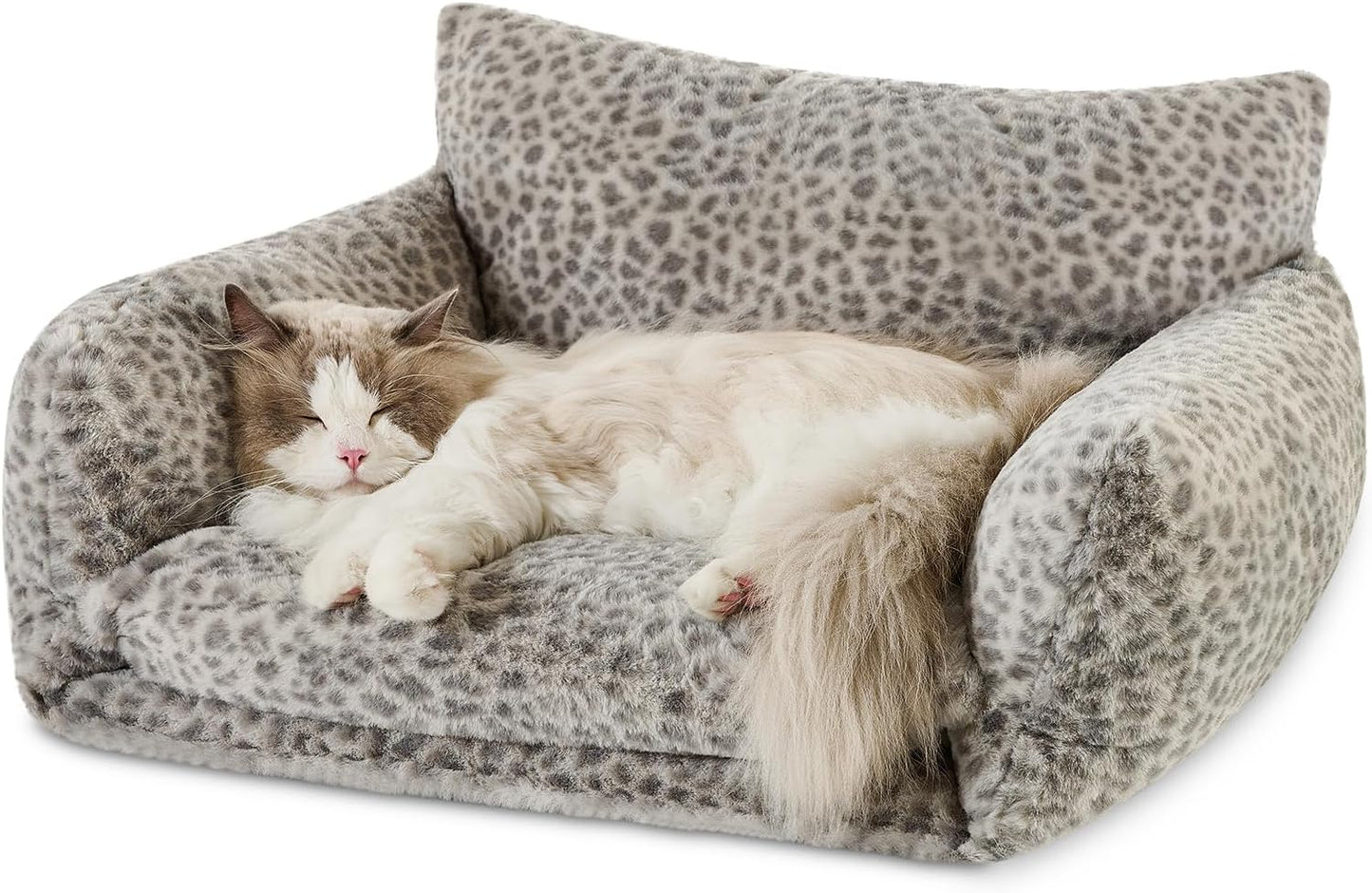 Cat Bed Small Dog Orthopedic Couch Beds for Pets up to 13 lbs | Fluffy Multifunctional Double-Layer Warming Kitten Pet Couch Orthopedic Beds with Machine Washable Cover and Non-Slip Bottom