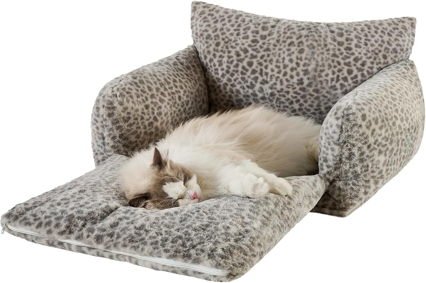 Cat Bed Small Dog Orthopedic Couch Beds for Pets up to 13 lbs | Fluffy Multifunctional Double-Layer Warming Kitten Pet Couch Orthopedic Beds with Machine Washable Cover and Non-Slip Bottom