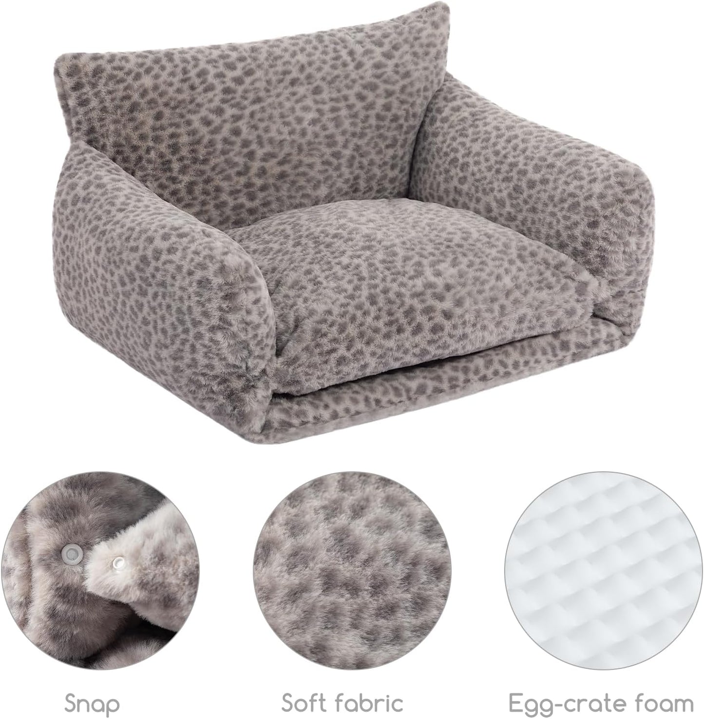 Cat Bed Small Dog Orthopedic Couch Beds for Pets up to 13 lbs | Fluffy Multifunctional Double-Layer Warming Kitten Pet Couch Orthopedic Beds with Machine Washable Cover and Non-Slip Bottom