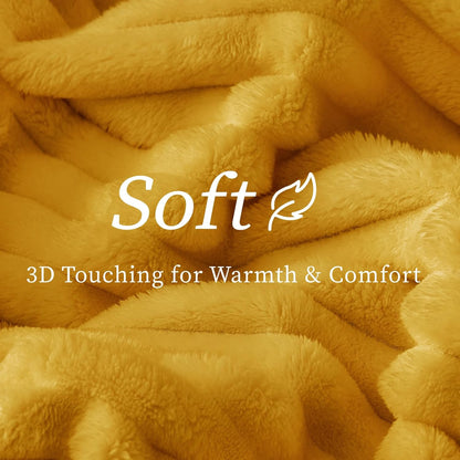 Ribbed Twin Blanket for Couch & Bed, Mustard Yellow, 60"x80" | Ultra-Soft Plush Fleece, Cozy, Warm Yet Lightweight, Ribbed Texture, Home Decor, Machine Washable, Giftable, All-Season Use