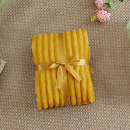 Ribbed Twin Blanket for Couch & Bed, Mustard Yellow, 60"x80" | Ultra-Soft Plush Fleece, Cozy, Warm Yet Lightweight, Ribbed Texture, Home Decor, Machine Washable, Giftable, All-Season Use