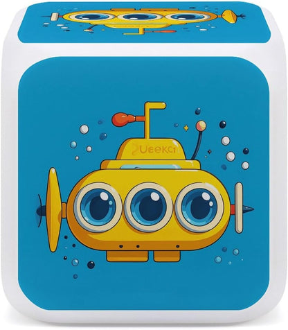 Yellow Submarine Alarm Clock for Bedroom, Small Bedside Digital Clock, 7 Color Changing Night Light, Date Display, Temperature Detect, 12/24H, Battery Operated, Easy to Set